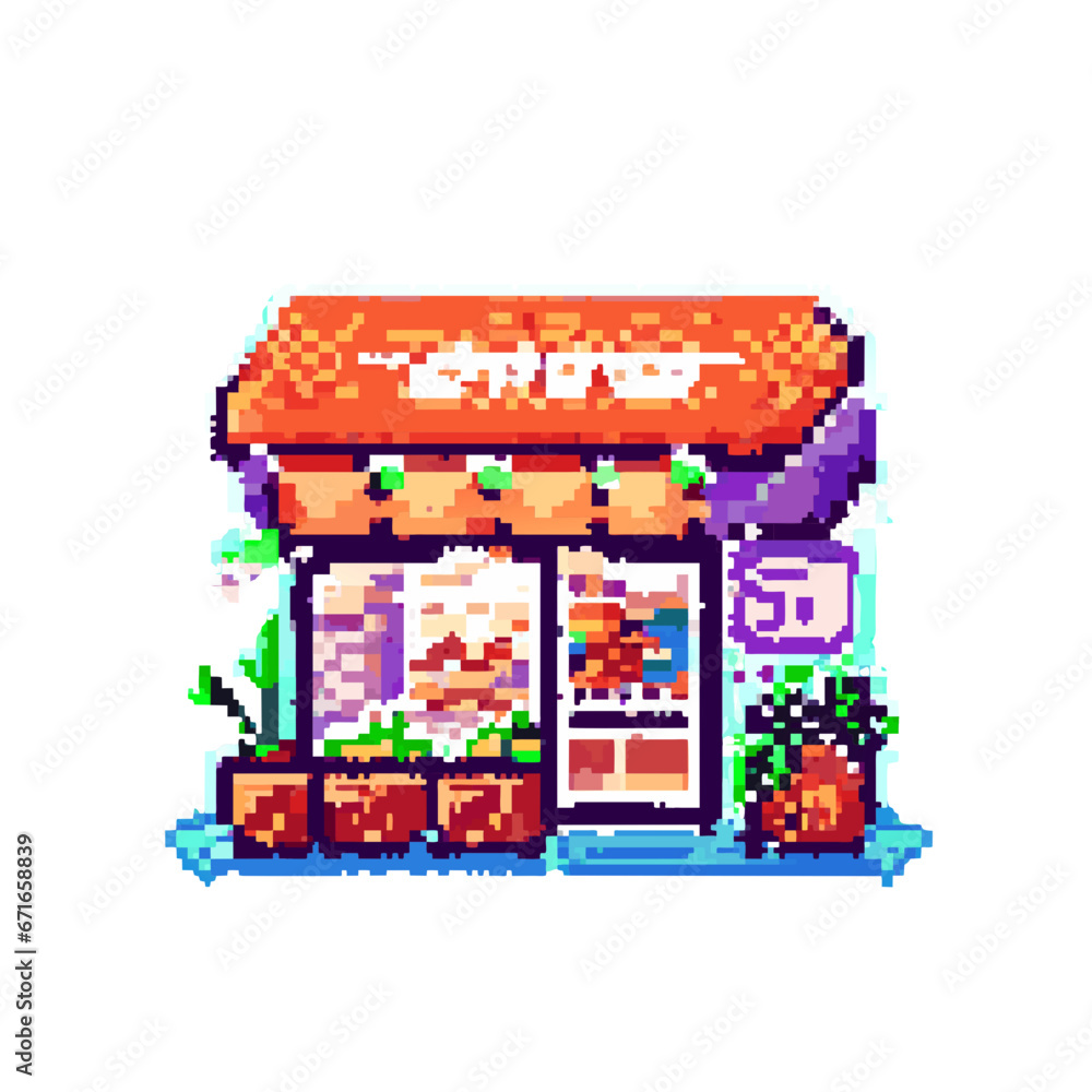 Naklejka premium fruit shop, pixel art, rpg maker