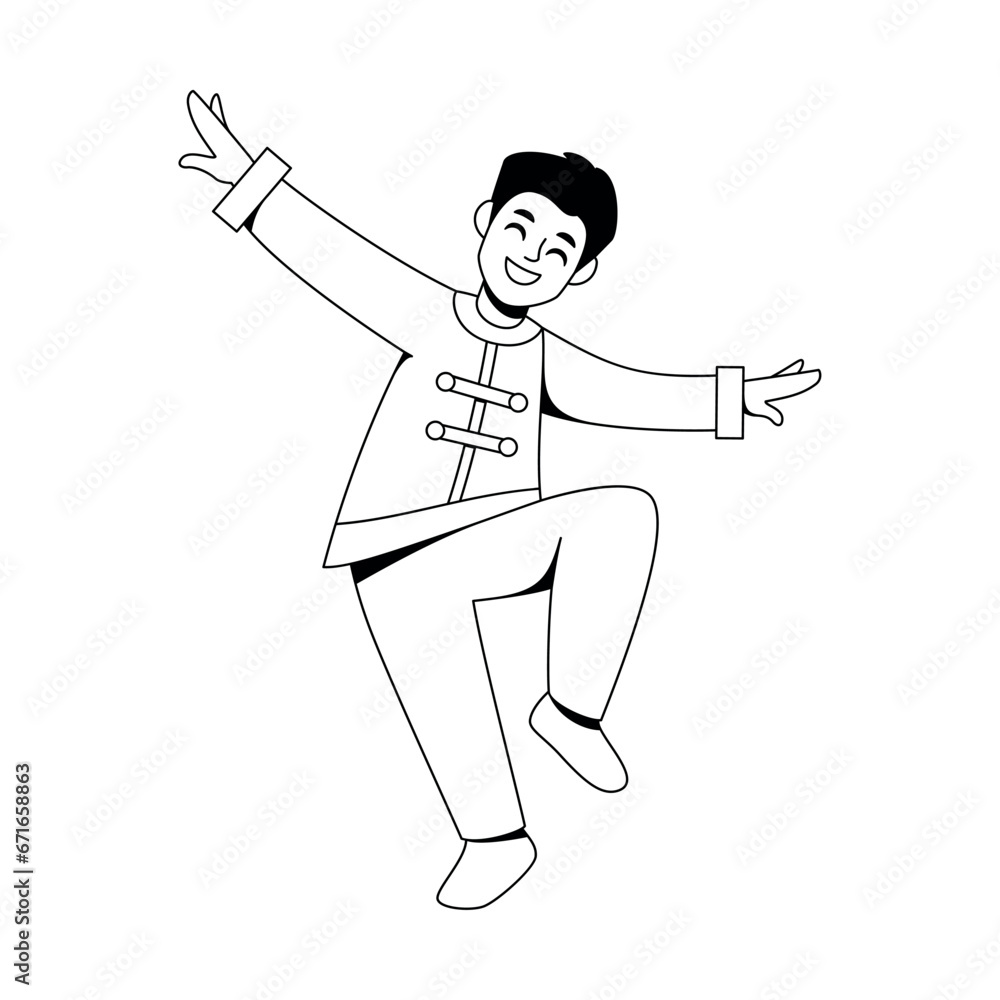 Vector Chinese New Year Boy Dance Illustration Isolated Vector Chinese New Year Boy Dance Illustration Isolated