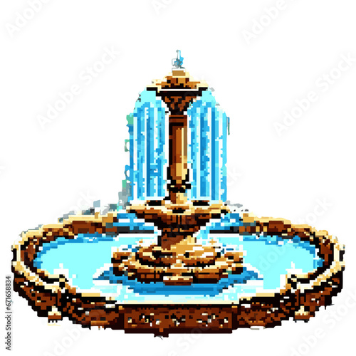  fountain, pixel art, rpg maker