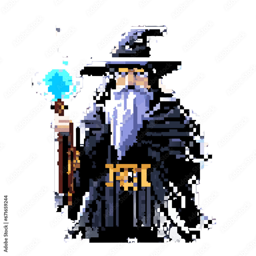 Obraz premium wizard, pixel art, rpg game, rpg maker