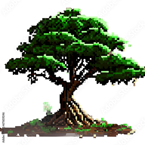 tree with leaves, pixel art, rpg game, rpg maker