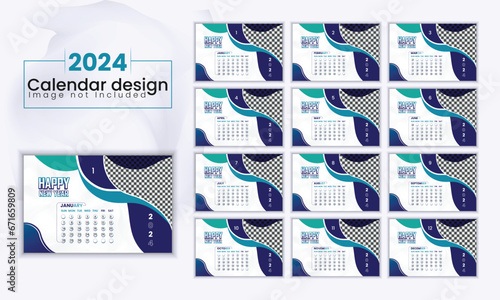 modern carb  business Calendar template design. 2 color Flyer design (blue & pest color)