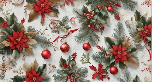 merry christmas pattern seamless collection in red and white color with christmas elements