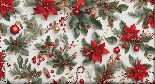 merry christmas pattern seamless collection in red and white color with christmas elements 