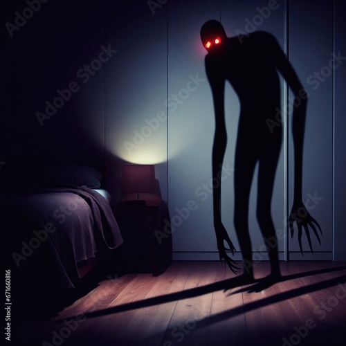 Boogeyman silhoute on dark illustration photo