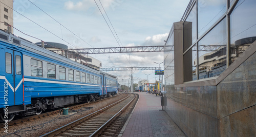 Electric train standing at the railway station