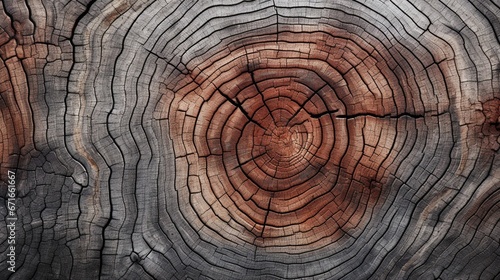 The detailed texture of a plant's bark, showcasing the rings and patterns of its growth history. photo