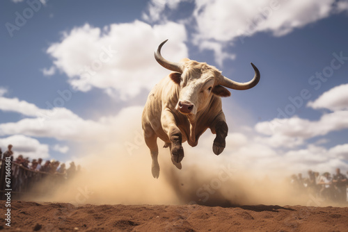 Fury Unleashed, A Rodeo Performance of an Angry Bull in Motion