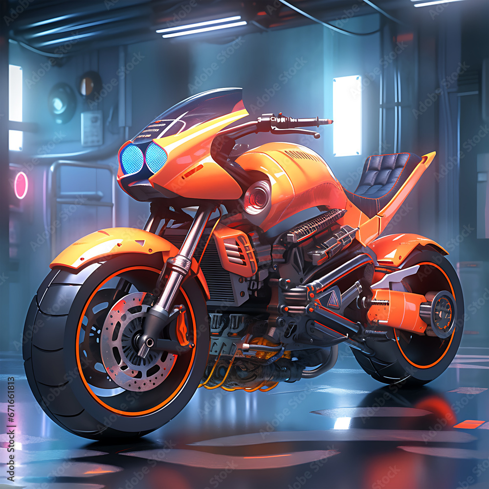 A Powerful Motorcycle in the Racing Colorful Bike Future