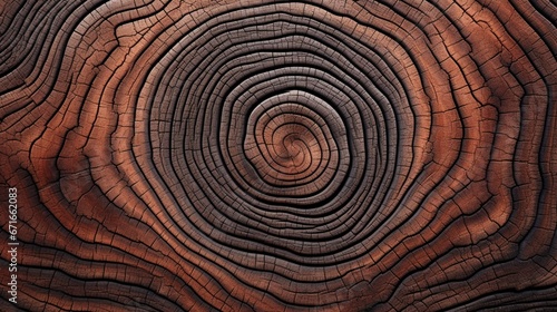 The detailed texture of a plant's bark, showcasing the rings and patterns of its growth history.