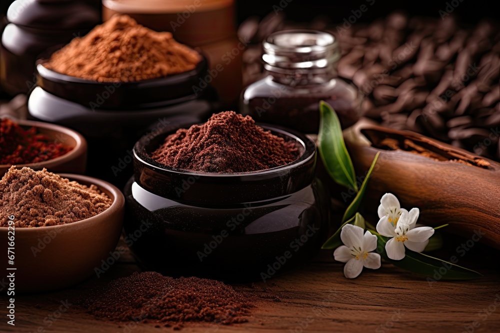 Chocolate spa treatment with brown sugar scrub for healthy body and face skin, aromatherapy, luxury day-spa banner. Chocolate spa treatment with brown sugar scrub for healthy body and face skin, aromatherapy, luxury day-spa banner.