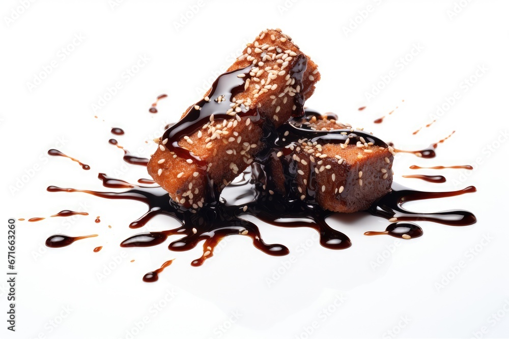 Sushi bites and soy sauce, isolated on white. Sushi bites and soy sauce, isolated on white.