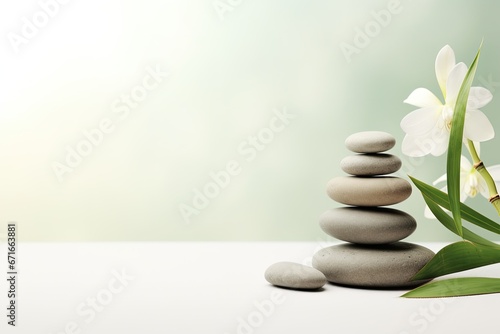 Zen and relaxation concept with spa treatment on light background - room for text.