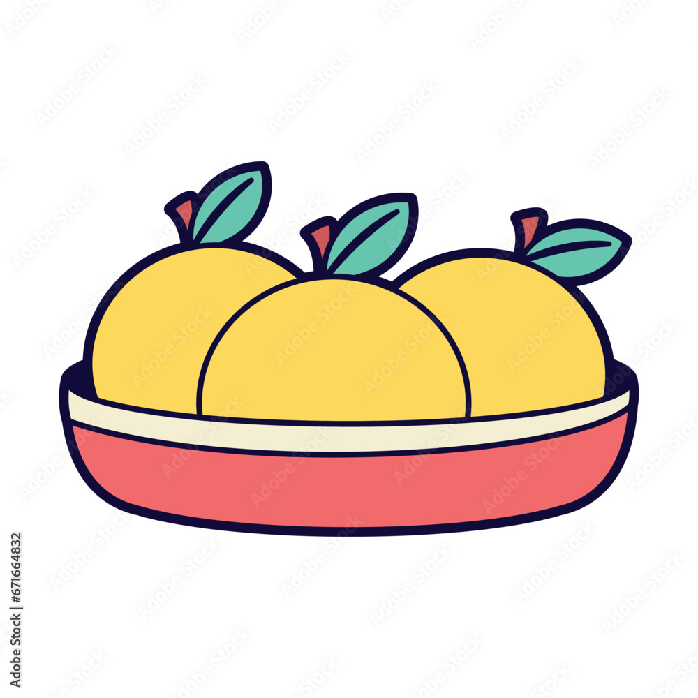 Vector Chinese new year Mandarin Orange Art Deco Illustration Isolated Vector Chinese new year Mandarin Orange Art Deco Illustration Isolated
