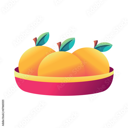 Vector Chinese new year Mandarin Orange Art Deco Illustration Isolated