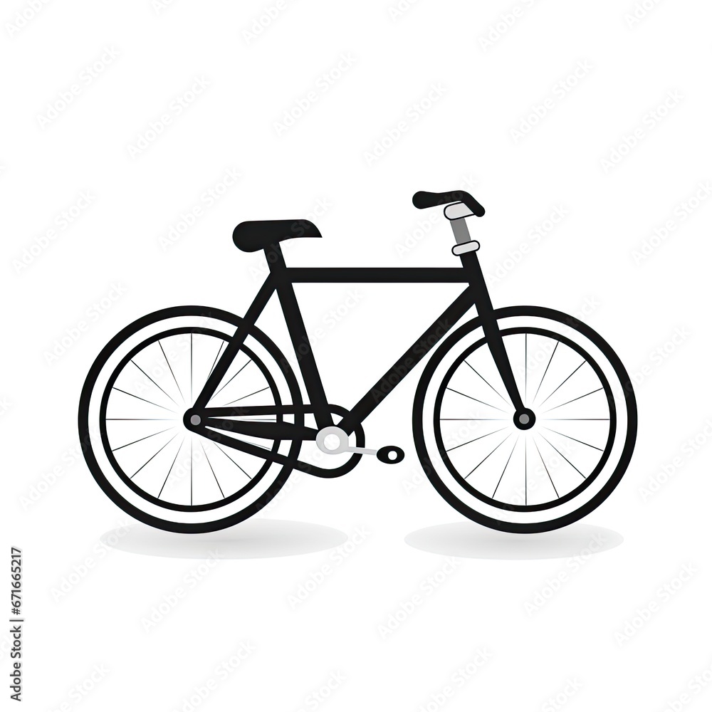 black and white icon of a modern bicycle - isolated illustration on white background