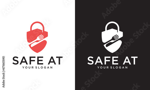 Food Key Icon Logo Design Element, restaurant security vector logo design template