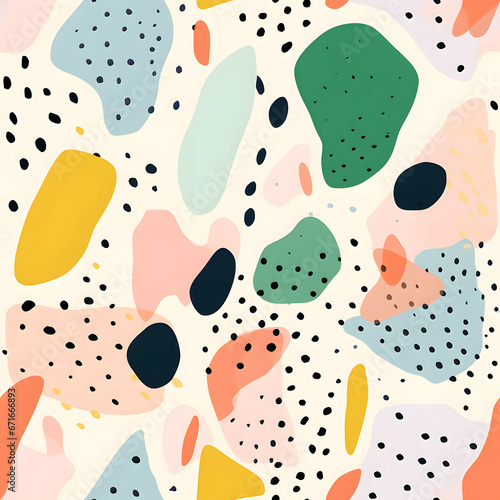 Terrazo pattern with pastel background in the style of a 1970's