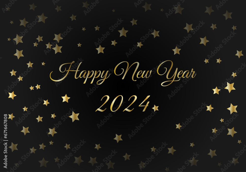 happy new year 2024 banner, golden text and stars happy new year 2024 banner, golden text and stars