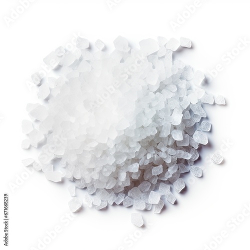 pile of salt - top view on white background