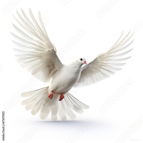 white flying dove isolated on white background