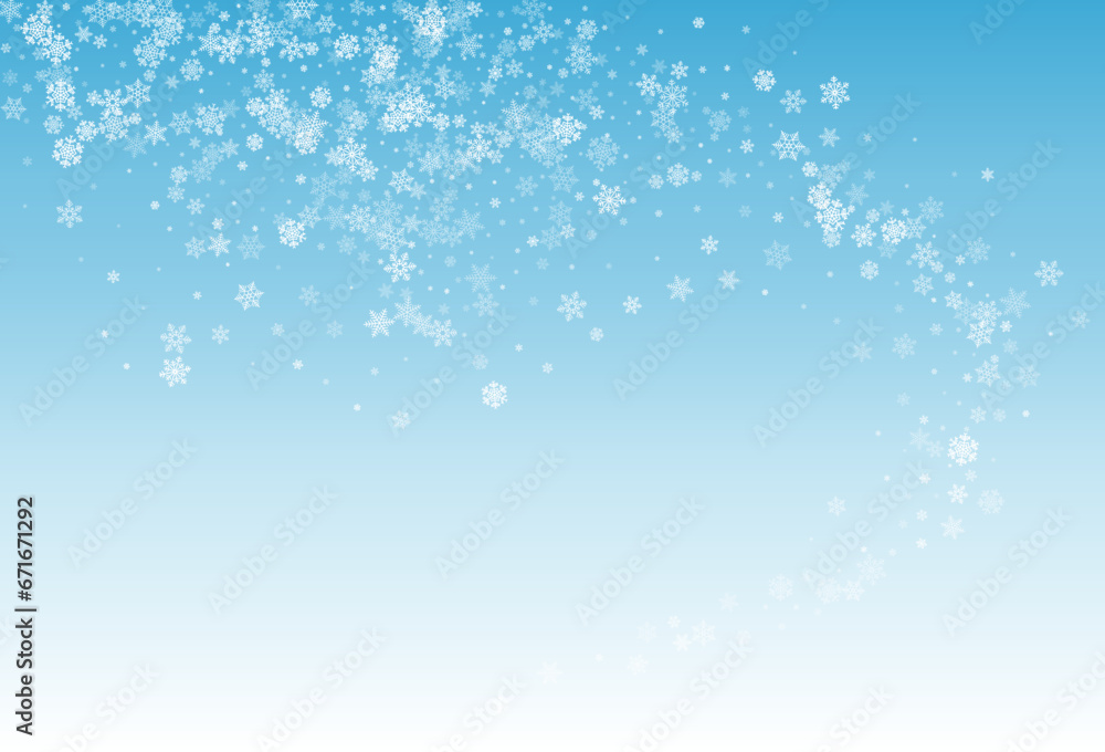 White Snowflake Vector Blue Background. Falling White Snowflake Vector Blue Background. Falling