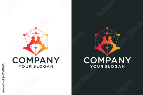 people connecting network technology world abstract logo technology, point, computer, data, internet.