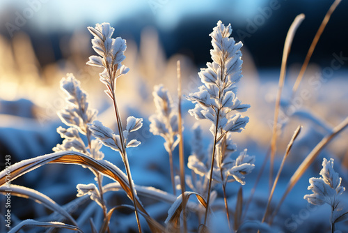  Frozen Grass & Field Background - Generative AI