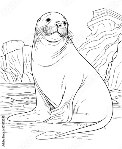 Sea Lion coloring page easy