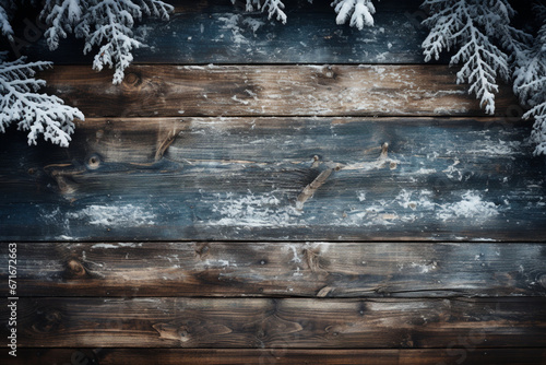 Frozen Wood Background - Generative AI