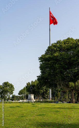 Turkish Flag in Sarayburnu Park, Istanbul, Turkey photo