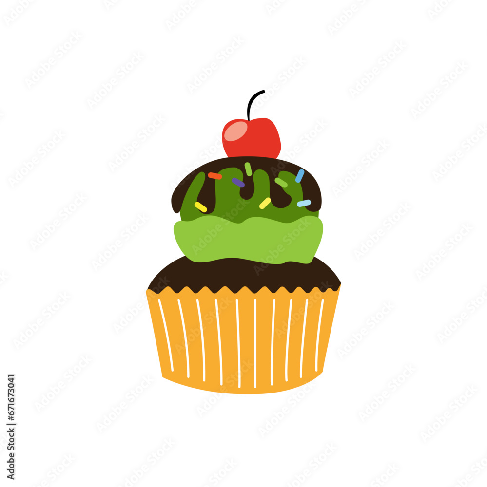 Cupcake Illustration Background Vector. Cupcake logo business design concept Cupcake Illustration Background Vector. Cupcake logo business design concept