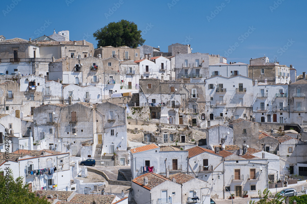 View of the old town of Monte Sant Angelo, on the Gargano mountains in the Puglia region of Italy