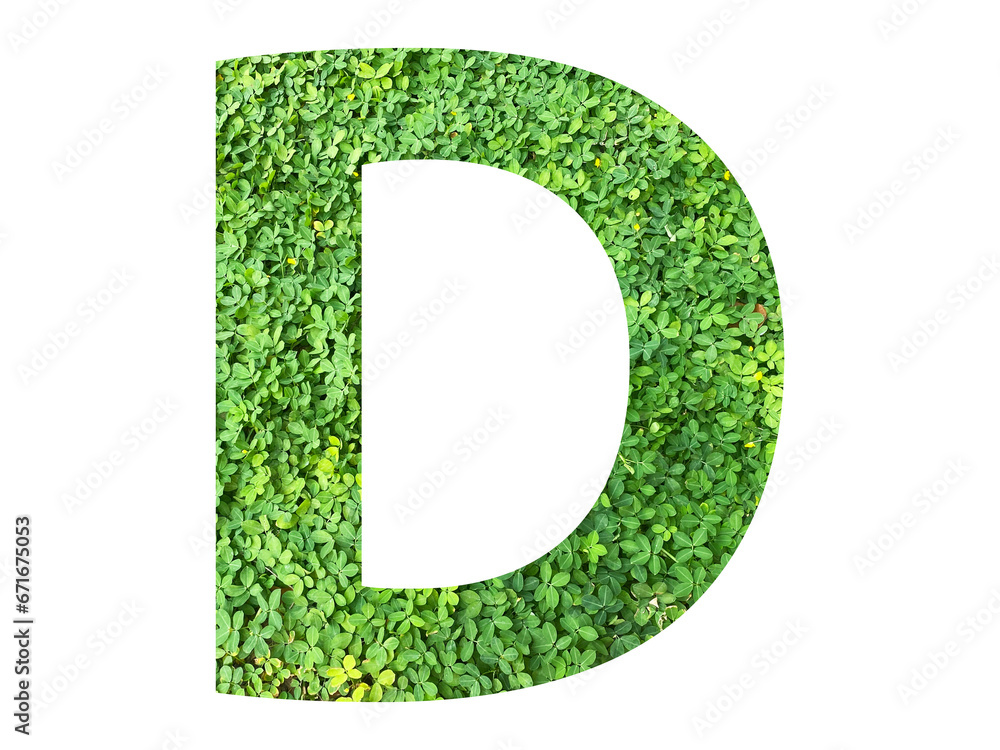 D shape made from green grass isolated on transparent background, suitable for template go green concept, PNG D shape made from green grass isolated on transparent background, suitable for template go green concept, PNG