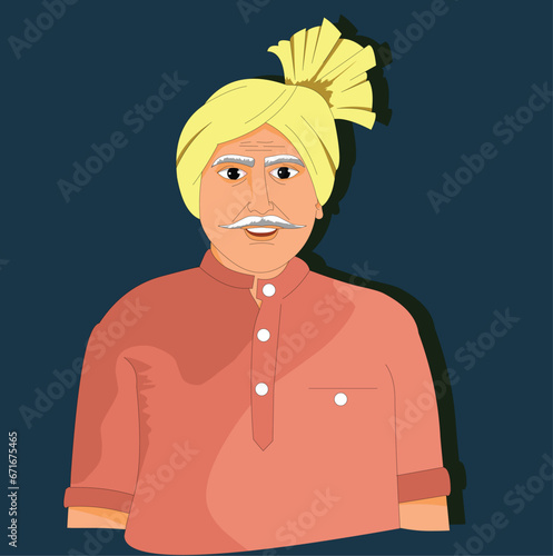 Old Indian man with scarf on his head
