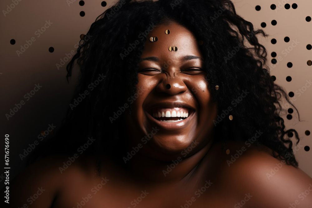 Generative ai portrait of beautiful black woman laughing positive having fun Generative ai portrait of beautiful black woman laughing positive having fun