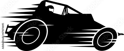 Speeding Wingless Sprint Car Silhouette