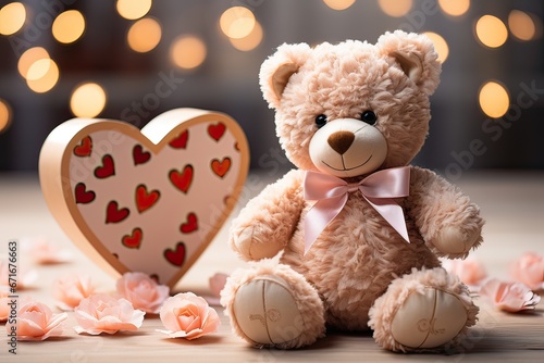 lovely teddy bear valentine minimal concept. 