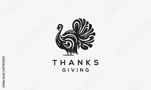 Turkey thanks giving vector logo icon design