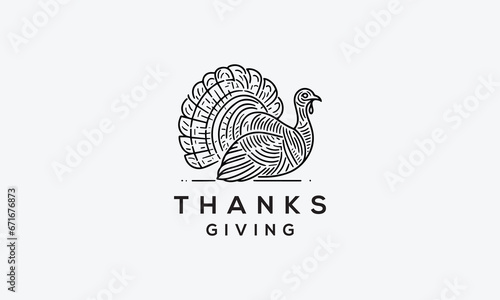 Turkey thanks giving vector logo icon design