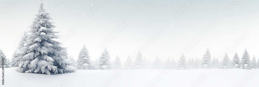 Christmas tree, white snow backdrop, thick air during the New Year festival. Merry christmas and Happy new year event. Generative ai Christmas tree, white snow backdrop, thick air during the New Year festival. Merry christmas and Happy new year event. Generative ai