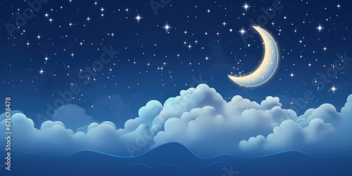 A night sky with a crescent and stars. Good night background.