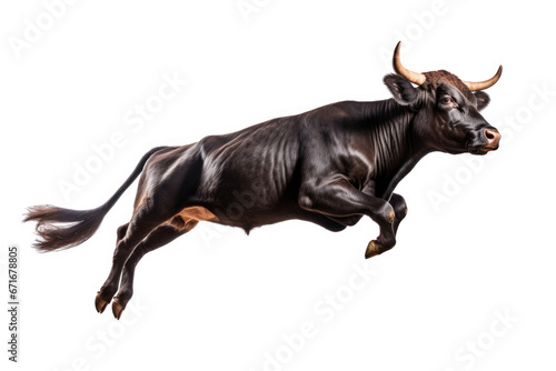 Fast running cow isolated on white