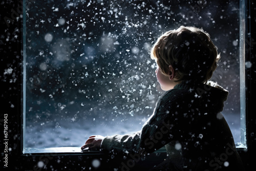 Winter Wonder  Child Gazing at Frosty Window