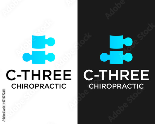 Letter C number 3 monogram chiropractic logo design.