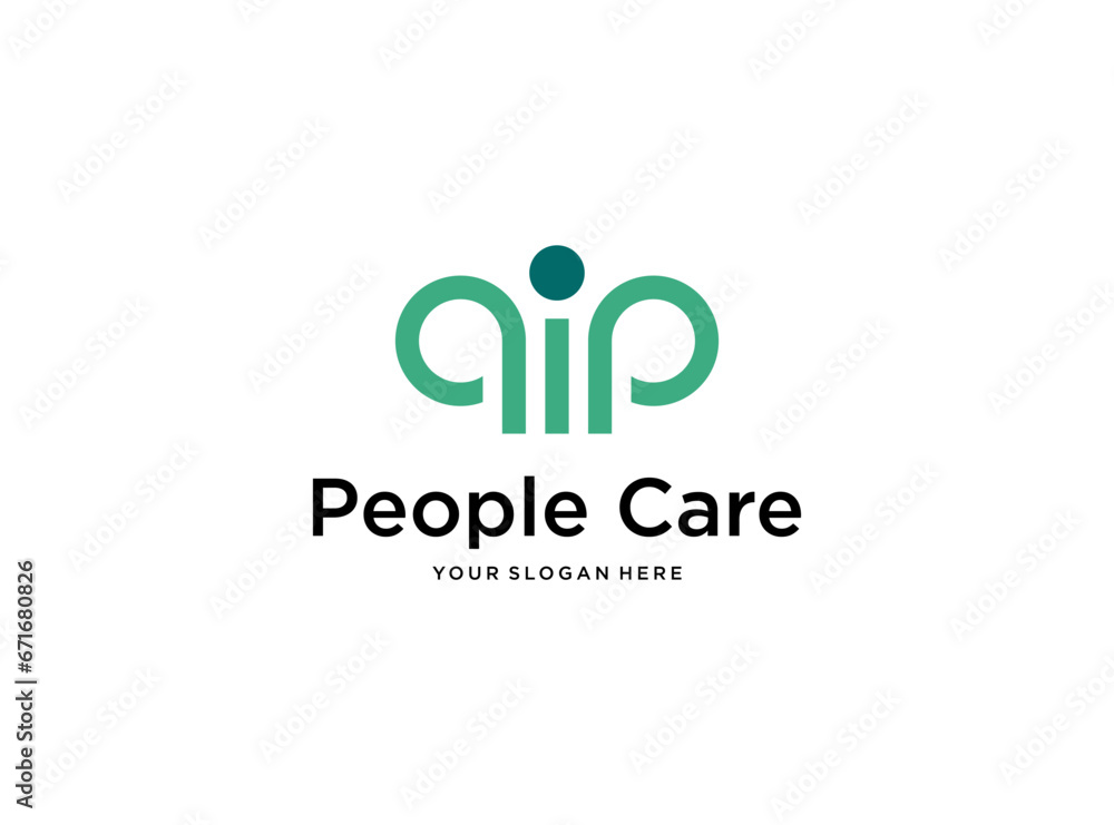 people care with initial PP logo design people care with initial PP logo design