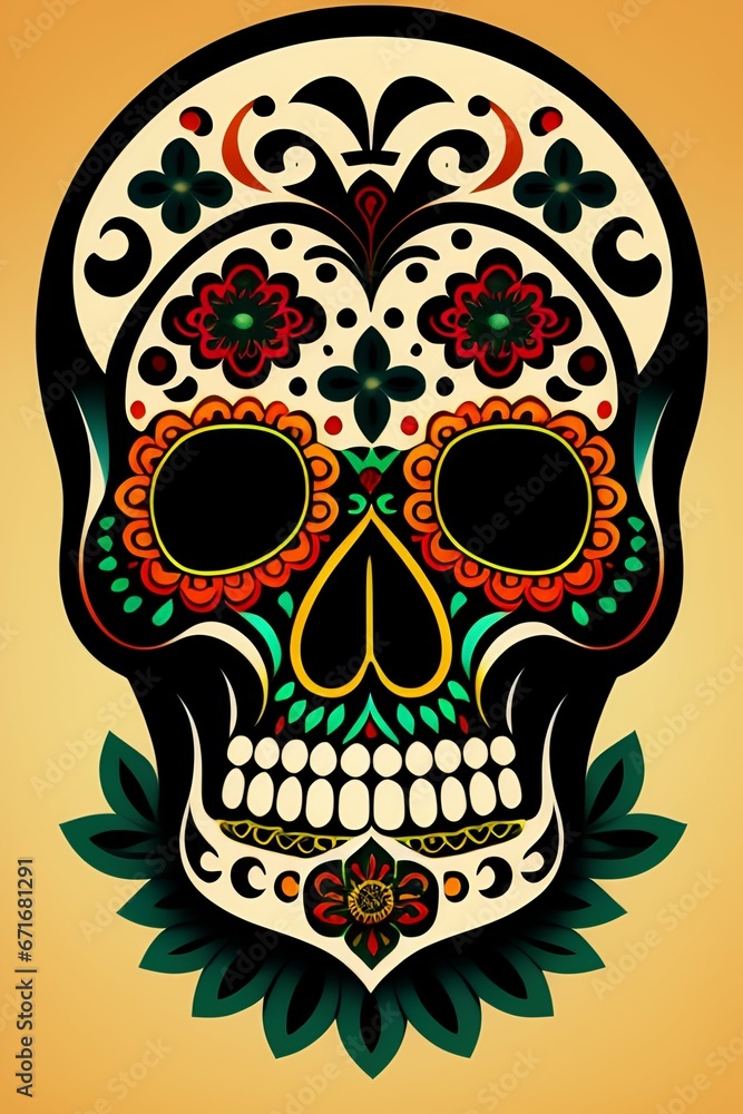 christmas skull with wings and flowers christmas skull with wings and flowers