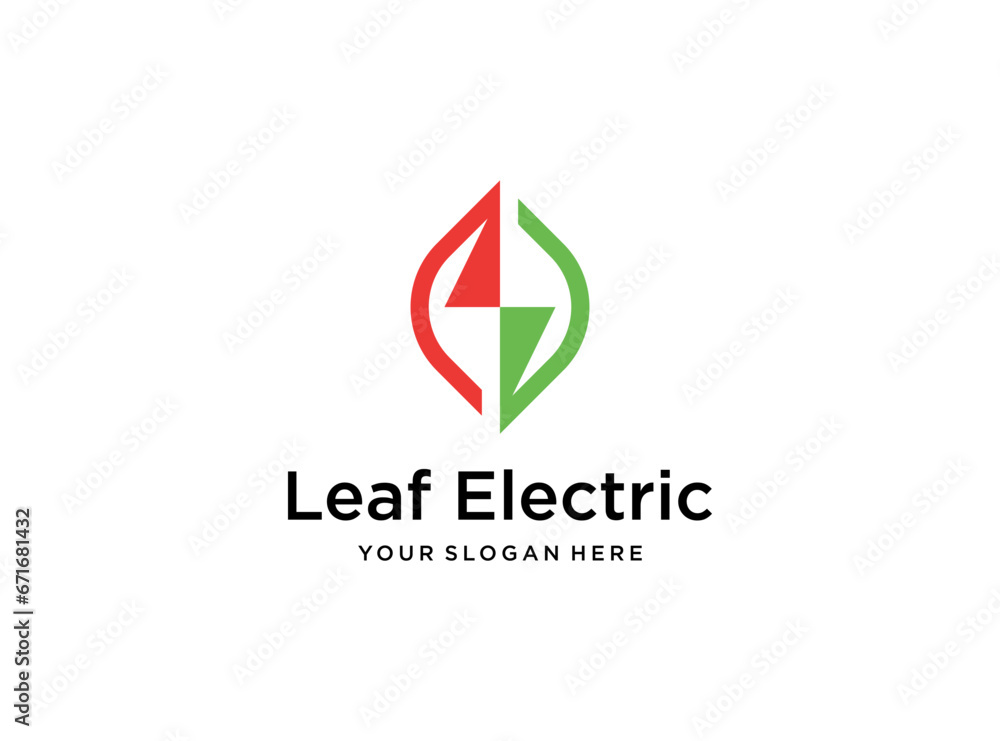 modern leaf nature electric logo design modern leaf nature electric logo design