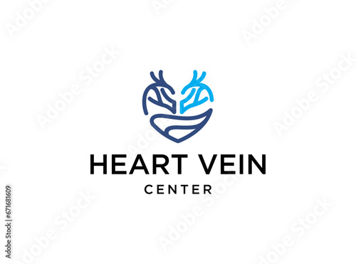 heart vein with line art style logo design