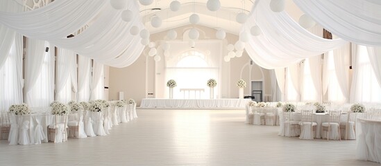 Elegantly adorned in white hues wedding venue